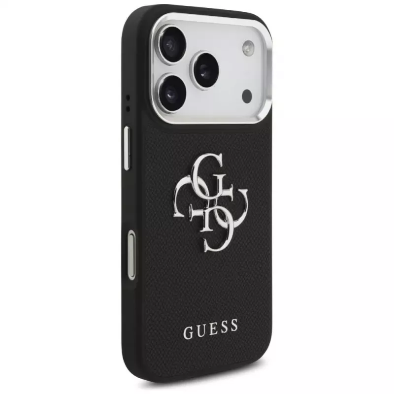 Guess Grained Big 4G Classic Logo puzdro pre Apple iPhone 17 Pro, čierna