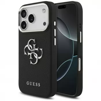 Guess Grained Big 4G Classic Logo puzdro pre Apple iPhone 17 Pro, čierna