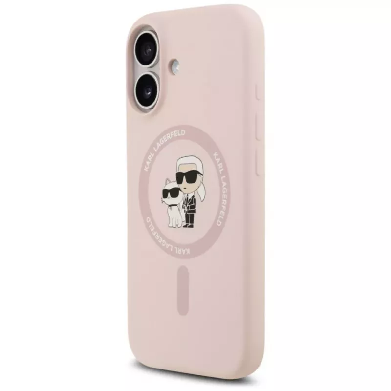 KARL LAGERFELD silikónové puzdro Karl&Choupette Ring MagSafe pre iPhone 17 ružová