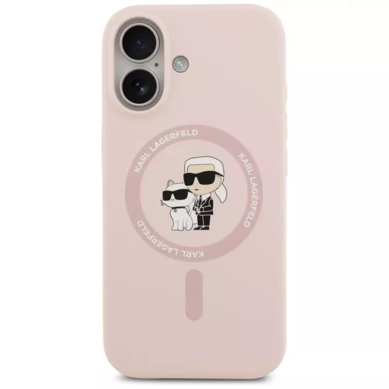 KARL LAGERFELD silikónové puzdro Karl&Choupette Ring MagSafe pre iPhone 17 ružová