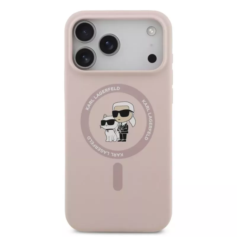 KARL LAGERFELD silikónové puzdro Karl & Choupette Ring MagSafe pre Apple iPhone 17 Pro Max, ružová