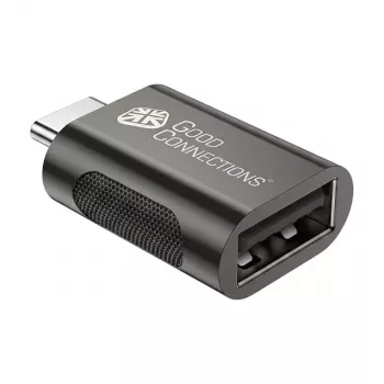 GoodConnections USB 3.2 Gen 1 / USB 3.0 adaptér konektor samec USB-C na konektor samica USB-A, pochrómované kovové puzdro, antracit, balenie 3 ks