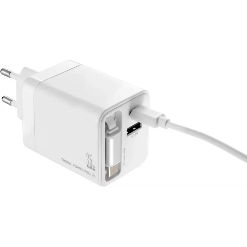 TROIKA POWER PULL 35 auto nabíjačka 35W USB-C PD & USB-A QC 3.0 biela (CHA35/WH)