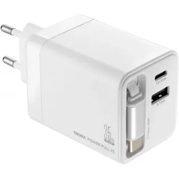 TROIKA POWER PULL 35 auto nabíjačka 35W USB-C PD & USB-A QC 3.0 biela (CHA35/WH)