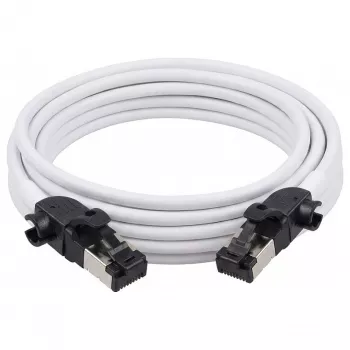 Synergy21 patch kábel RJ45, CAT6A 500MHz, 2m, biely, S/FTP, Slimline okrúhly d=4,5mm, TPE/LSZH (Superflex), AWG28, s CAT7 surovým konektorom, otočný konektor