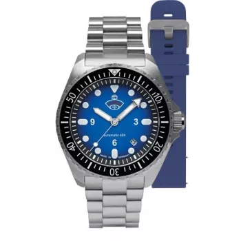 Ruhla 1929 NVA Kommando 4960M-3 SET automatické hodinky 40 mm čierny ciferník kožený & NATO remienok