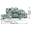 WAGO 2003-7646 3-vodičová priechodná svorka, 2,5 mm², 800 V, sivá, montáž na DIN lištu