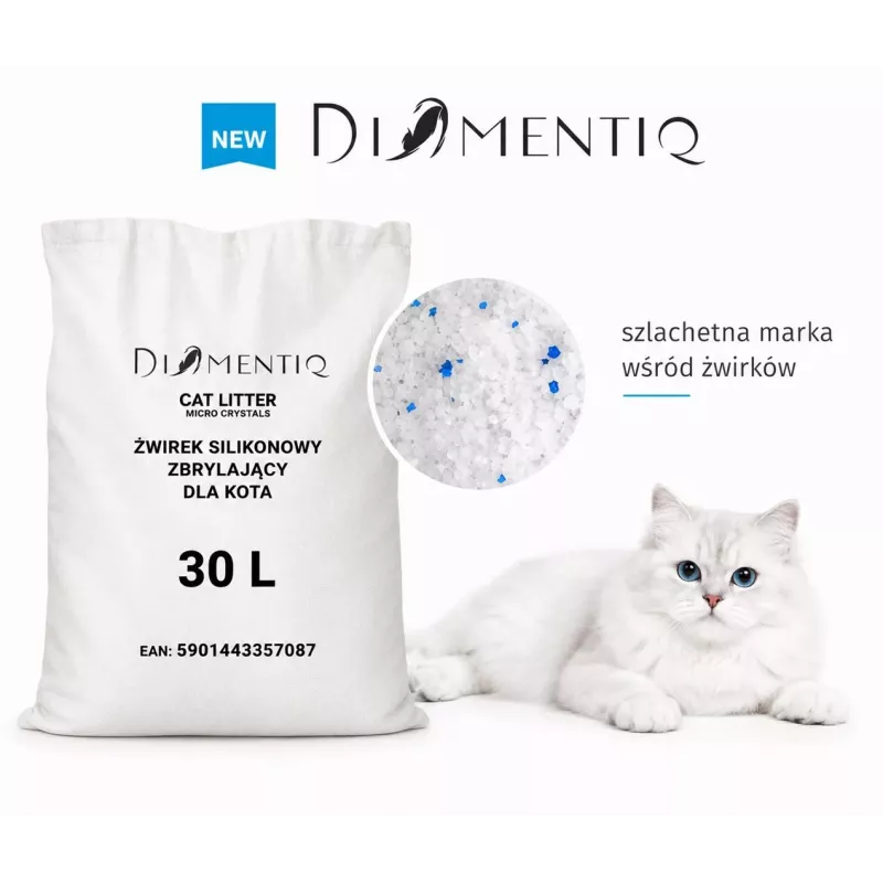 Diamentiq Micro Crystals Silikónové stelivo pre mačky, hrudkujúce, 30 l