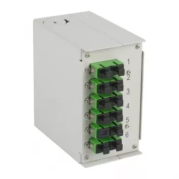 EFB DIN lištová box OS2 G652D 12xSC/APC pigtail odsadený 6x SC/APC Duplex spojka