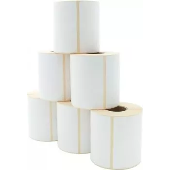 ARTDEV rolka priamych termoetikiet 101,6 x 101,6 mm, vonkajší priemer 110 mm, jadro 40 mm, 480 etikiet na rolku, biela, permanentné lepidlo