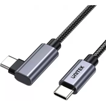 UNITEK USB-C na USB-C kábel 90° zahnutý PD 100W 5m čierny