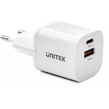 UNITEK 33W USB-A USB-C napájací zdroj biely
