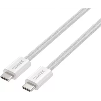 UNITEK magnetický pletený USB-C na USB-C kábel 100W PD 1m biela