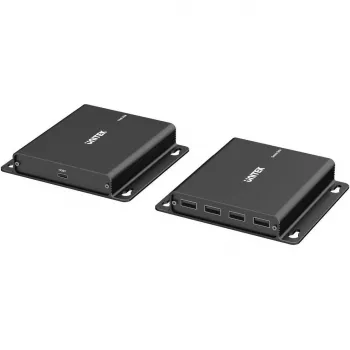 UNITEK USB-C na 4x USB-A predlžovač cez Ethernet, až do 150m, 480Mbps, čierna