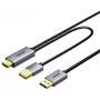 UNITEK kábel HDMI na DisplayPort 4K s napájaním USB-A, 1,8 m, čierny