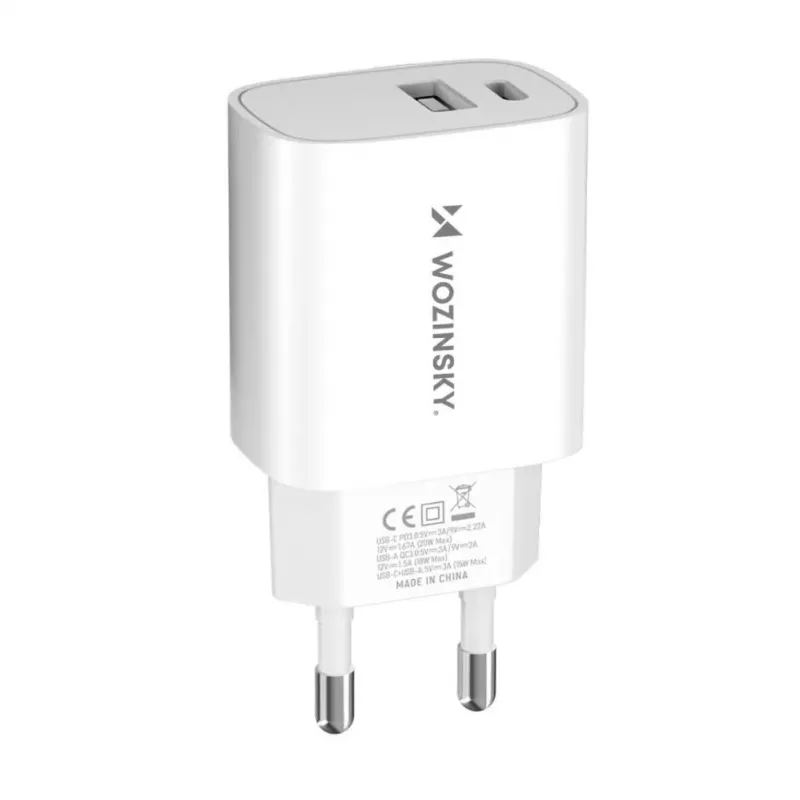 Wozinsky WGWCW 20W USB-A USB-C napájací zdroj - biela