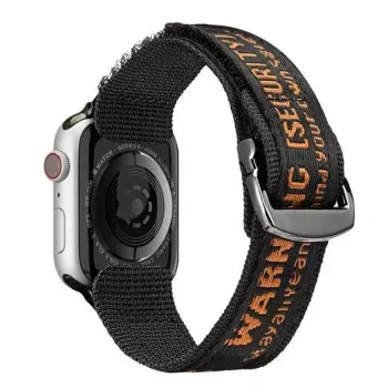 Dux Ducis remienok (Outdoor Version) nylonový remienok na hodinky pre Apple Watch Ultra, SE, Series 9, 8, 7, 6, 5, 4, 3, 2, 1 (49, 45, 44, 42 mm) čierna oranžová