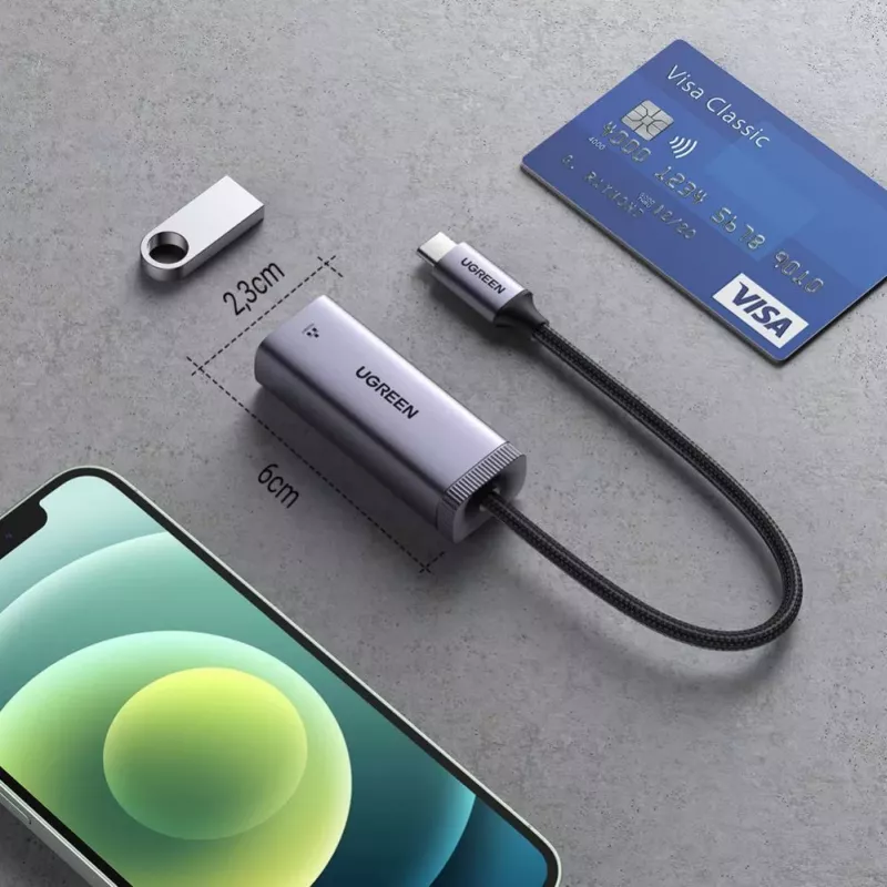 UGREEN USB-C na RJ45 Gigabit Ethernet adaptér (sivá) - 40322 CM483