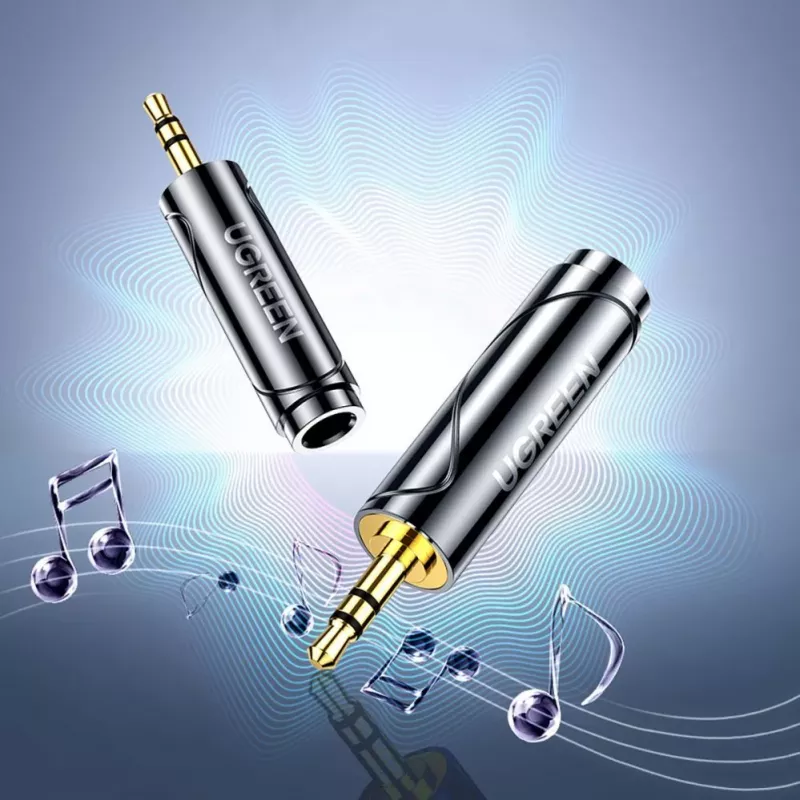 UGREEN 3,5mm na 6,35mm audio adaptér (konektor samec na konektor samica) sivý AV168
