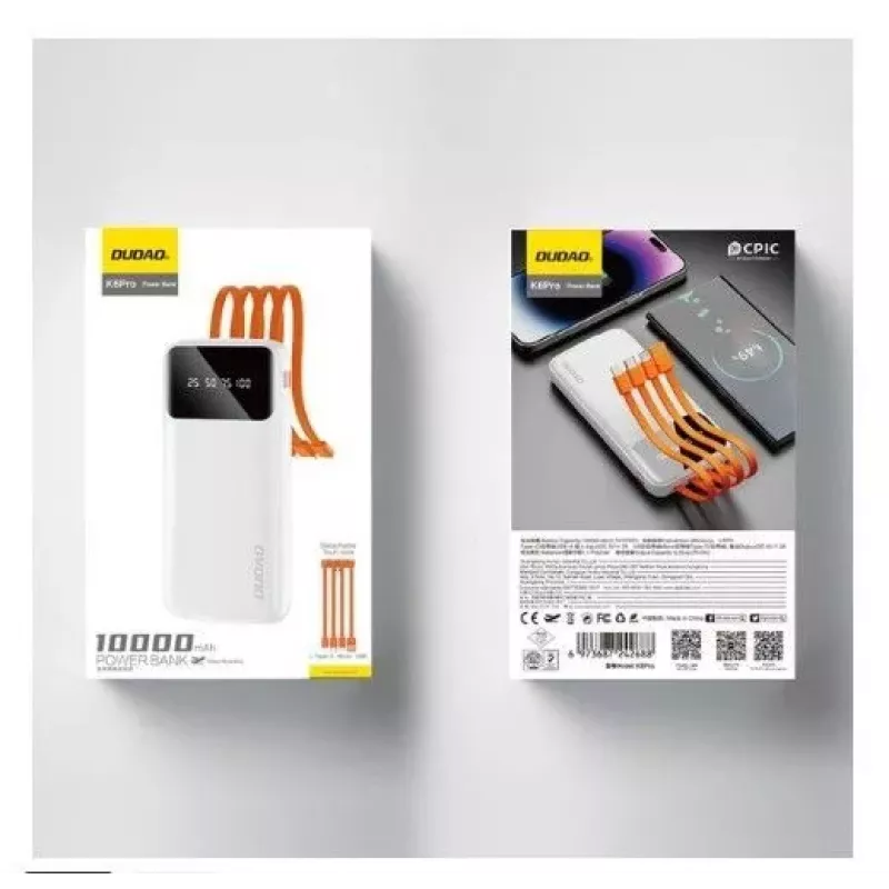 DUDAO K6Pro Power Bank 10000mAh 10W 4 kábel čierna