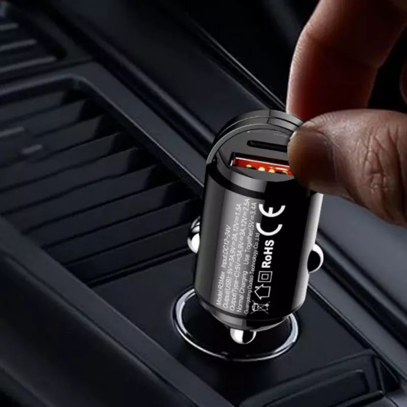 Dudao R3MAX 48W QC PD mini nabíjačka do auta - čierna