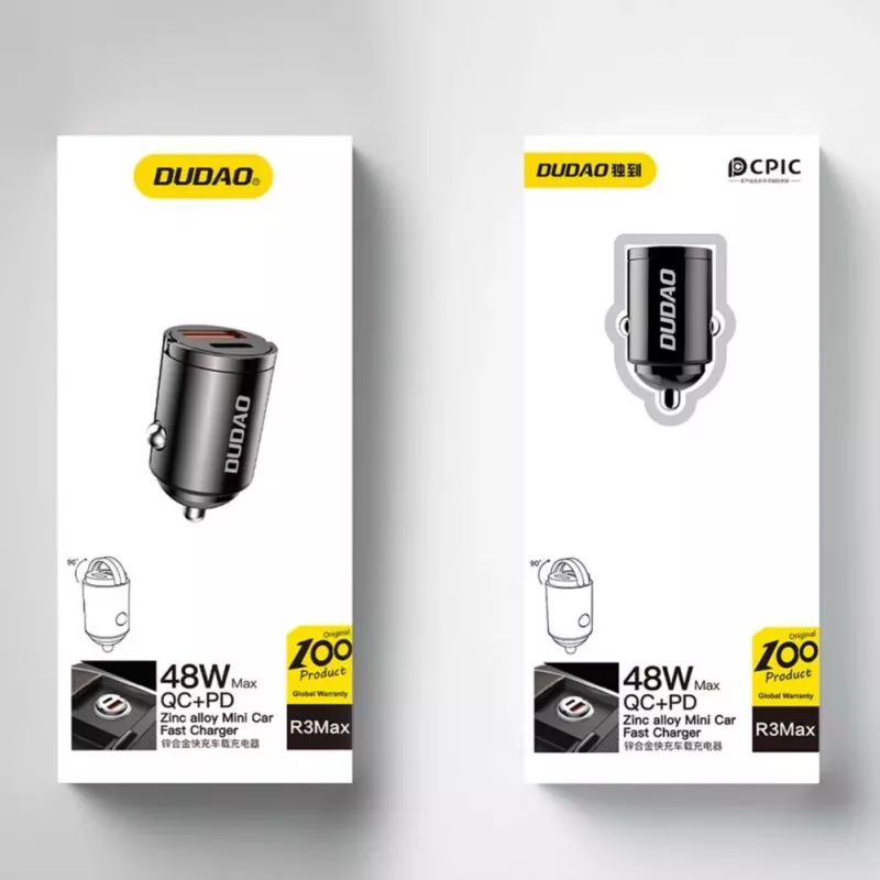 Dudao R3MAX 48W QC PD mini nabíjačka do auta - čierna