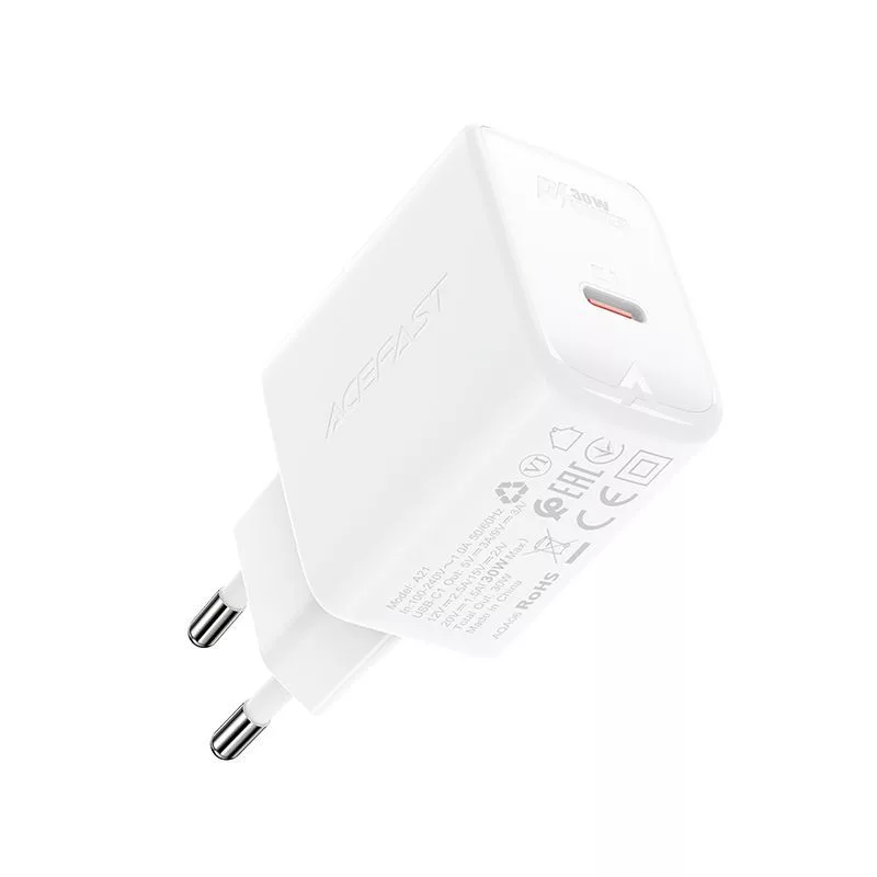 ACEFAST GaN USB-C nabíjačka 30W PD QC 3.0 AFC FCP biela (A21)