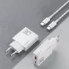 Dudao A30EU GaN 30W USB-C USB-A sieťová nabíjačka s káblom USB-C na USB-C 1m biela