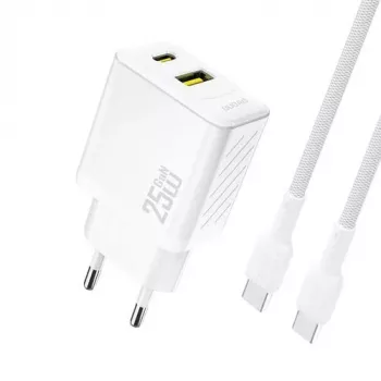 Dudao A26TCEU PD QC 25W GaN USB-A USB-C sieťová nabíjačka s káblom USB-C biela