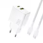 Dudao A26TCEU PD QC 25W GaN USB-A USB-C sieťová nabíjačka s káblom USB-C biela