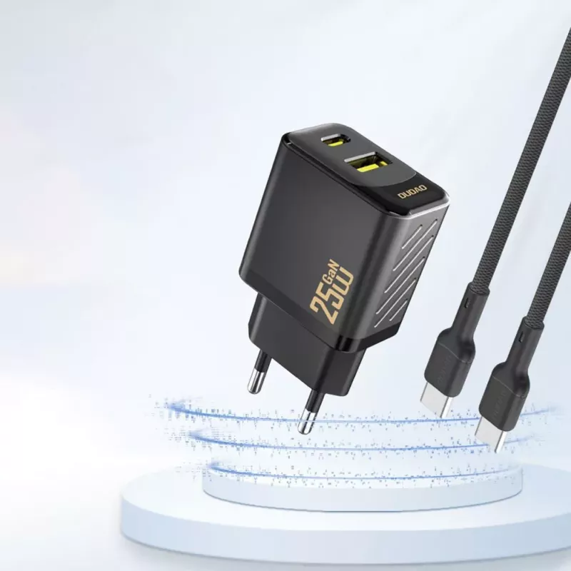 Dudao A26T GaN 25W USB-A, USB-C nabíjačka - čierna