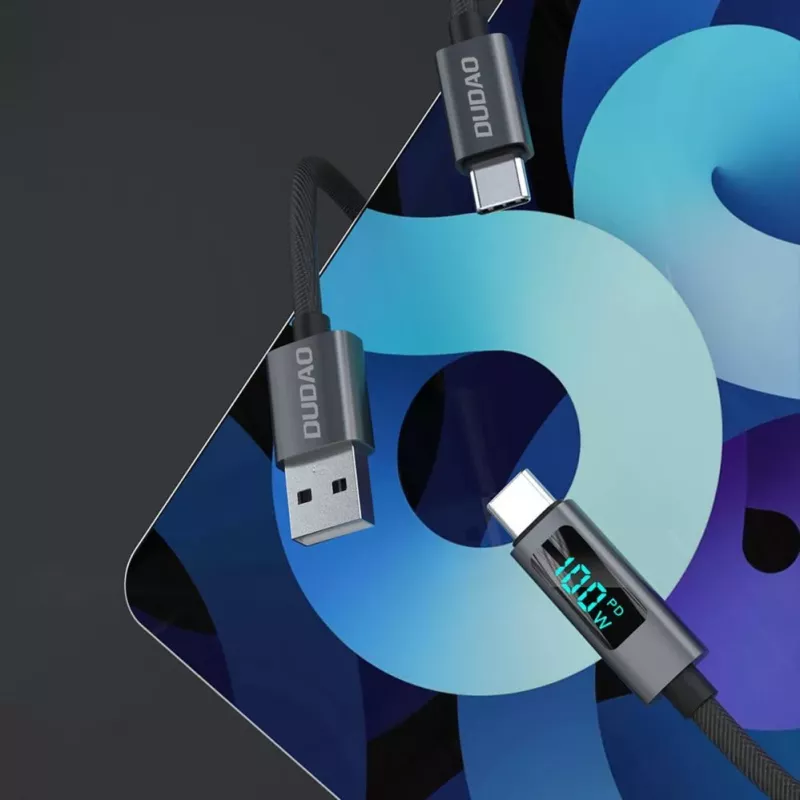 Dudao L7C USB-C na USB-C 100W kábel s LED indikátorom 1m - čierna