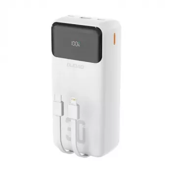 Dudao K15Max 30000mAh PD 22,5W powerbank s USB-C a Lightning káblami biela