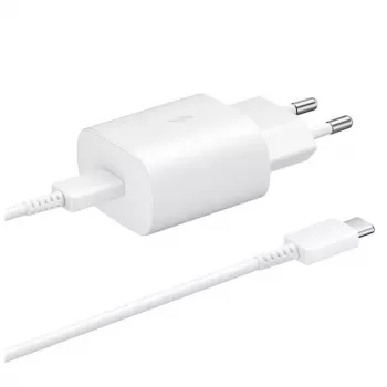 Samsung 25W cestovná nabíjačka + USB-C/USB-C dátový kábel biela (OOB Bulk)