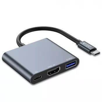 Tech-Protect V1 3in1 USB-C hub adaptér - USB-A 3.0, USB-C PD 100W, HDMI 4K 30Hz - sivý