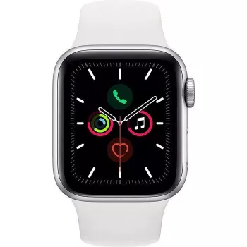 Apple Watch Series 5 GPS strieborné 44mm hliníkové športové puzdro biela
