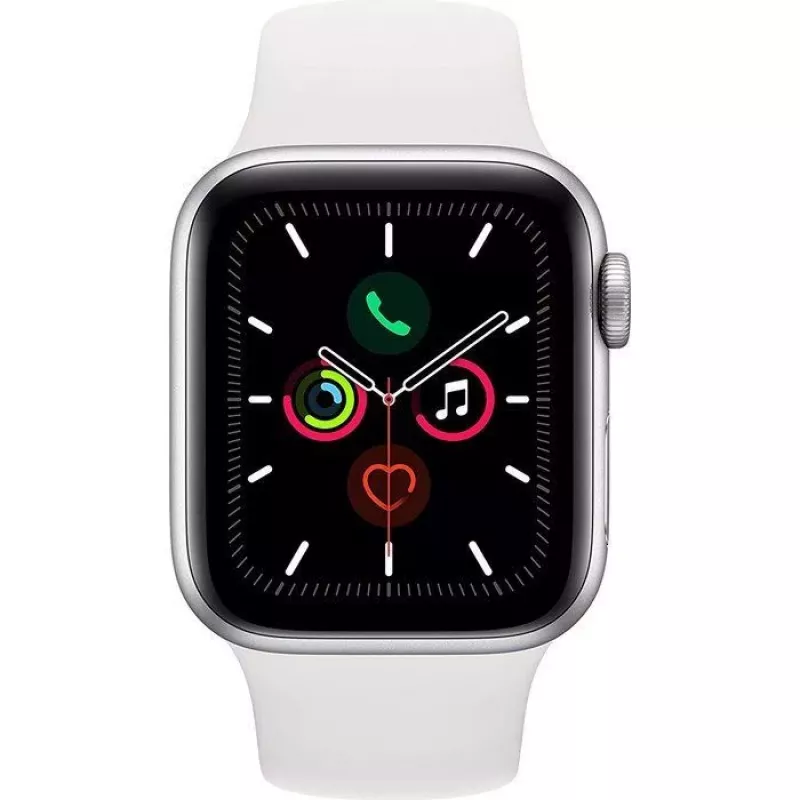 Apple Watch Series 5 GPS strieborné 44mm hliníkové športové puzdro biela