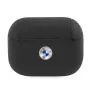 BMW AirPods Pro puzdro pravá koža strieborné logo čierna