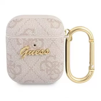 Guess Apple AirPods 1/2 puzdro 4G Script Metal Collection ružová