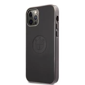BMW Apple iPhone 12/12 Pro 6,1 palca Signature Leather Embossed Logo pevné puzdro čierna