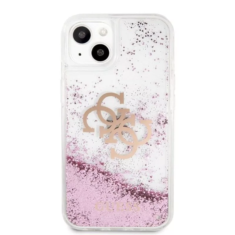 Guess iPhone 13 Mini Liquid Glitter puzdro ružová transparentná