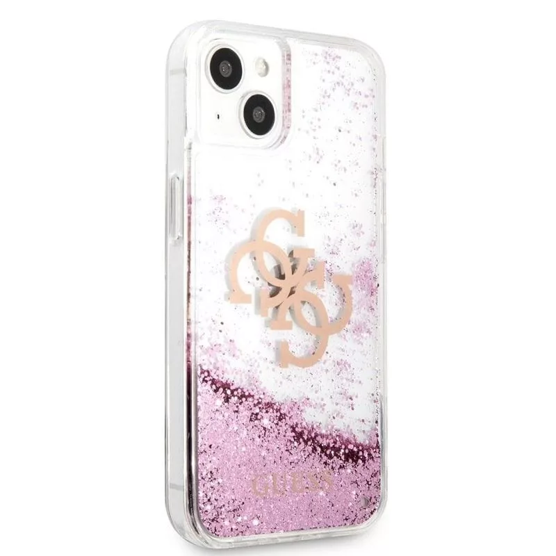 Guess iPhone 13 Mini Liquid Glitter puzdro ružová transparentná