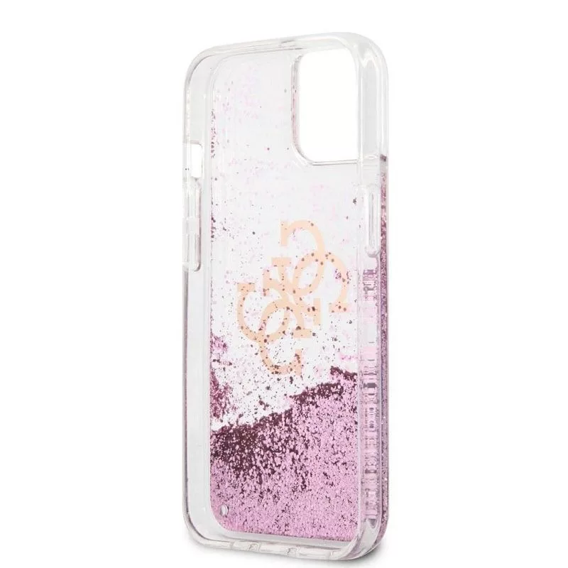 Guess iPhone 13 Mini Liquid Glitter puzdro ružová transparentná