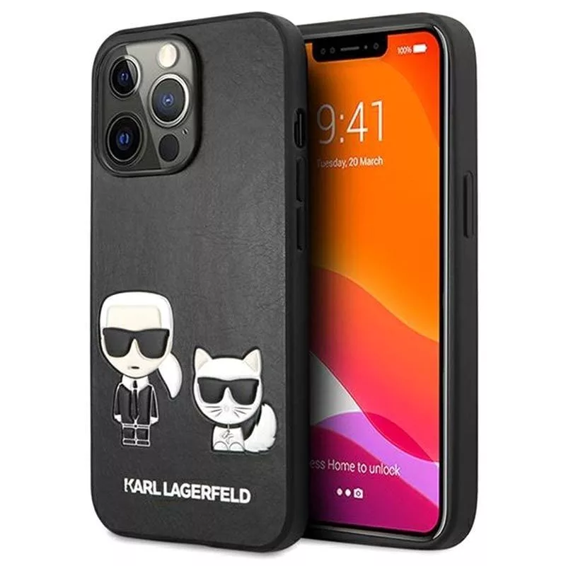 Karl Lagerfeld Apple iPhone 13 Pro Choupette PU kožené puzdro čierna