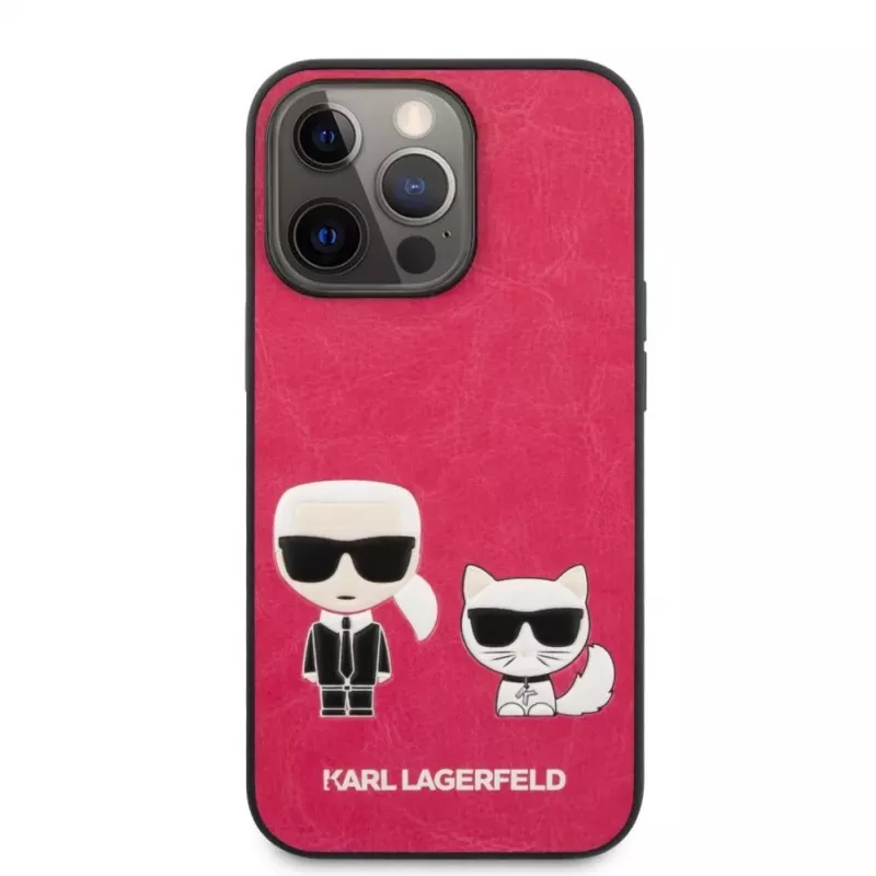 Karl Lagerfeld Apple iPhone 13 Pro Choupette PU kožené puzdro fuchsia