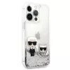 Karl Lagerfeld Apple iPhone 13 Pro Liquid Glitter Choupette puzdro strieborná
