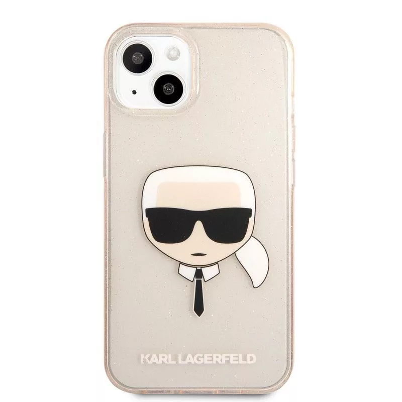 Karl Lagerfeld Apple iPhone 13 TPU Full Glitter Head puzdro zlatá