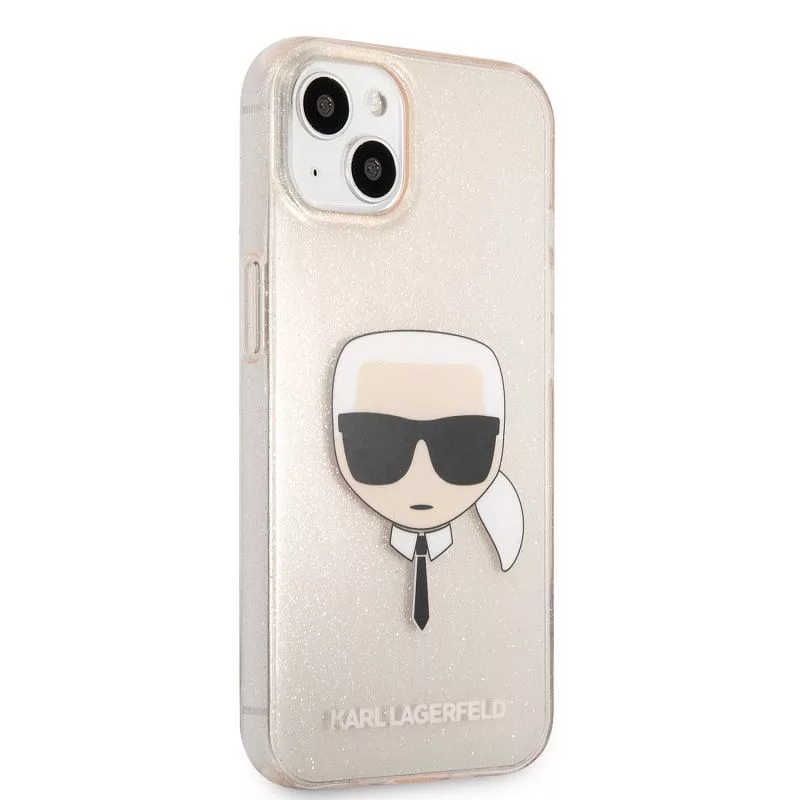 Karl Lagerfeld Apple iPhone 13 TPU Full Glitter Head puzdro zlatá