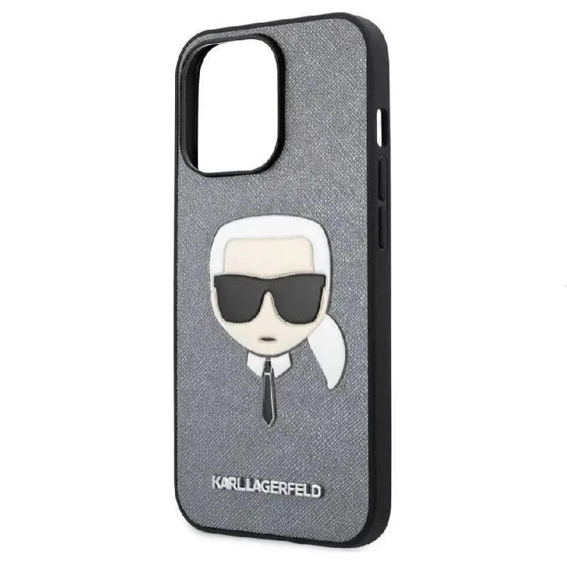 Karl Lagerfeld Apple iPhone 13 Pro Saffiano Karl Head puzdro strieborná