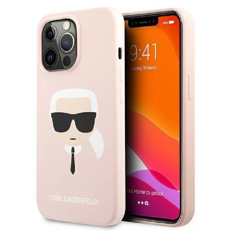 Karl Lagerfeld Apple iPhone 13 Pro Liquid Silicone Karl Head puzdro ružová